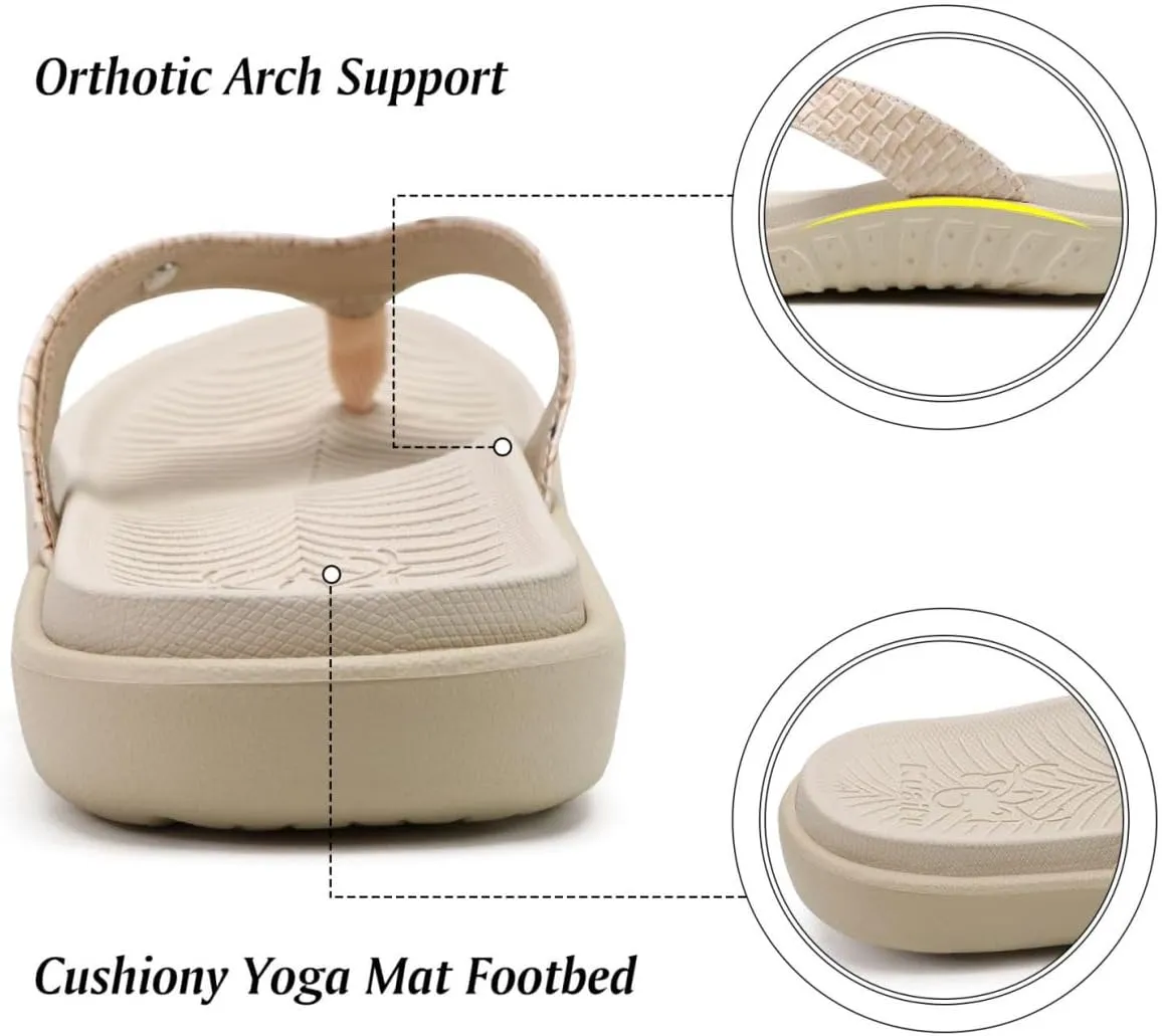 KuaiLu Womens Flip Flops Ladies Yoga Mat Comfortable Walking Thong Sandals With Plantar Fasciitis Arch Support Slip On Indoor Outdoor For Summer