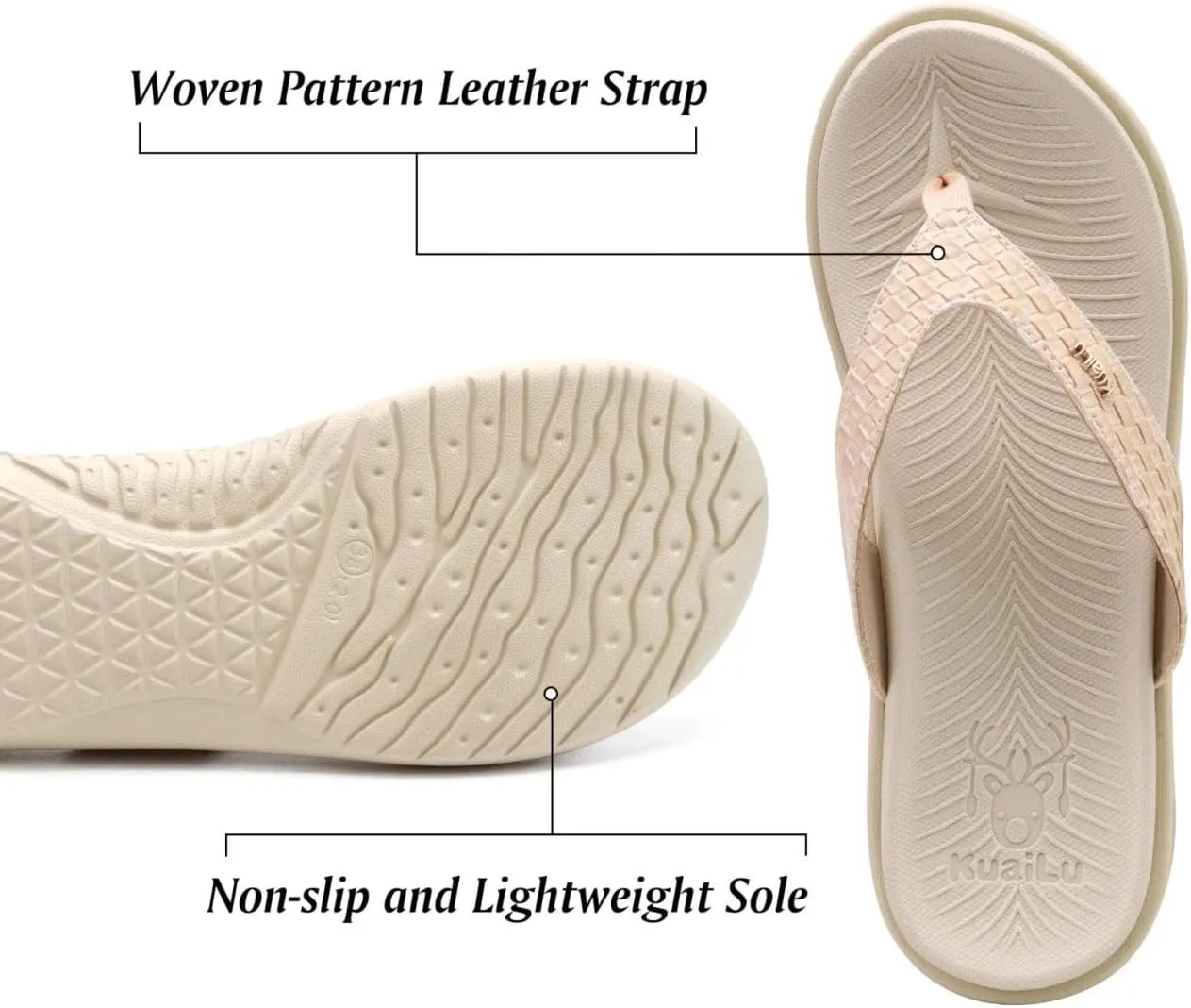KuaiLu Womens Flip Flops Ladies Yoga Mat Comfortable Walking Thong Sandals With Plantar Fasciitis Arch Support Slip On Indoor Outdoor For Summer