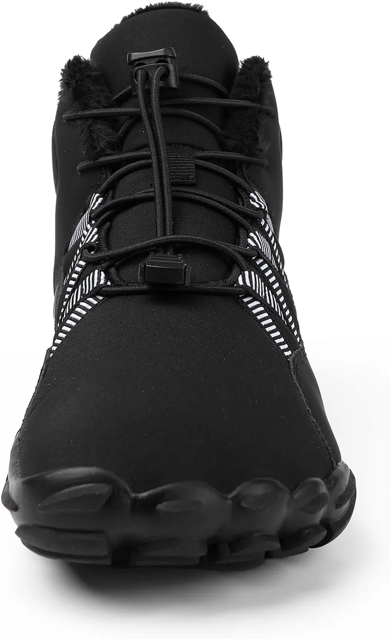 Kubbon Women's Winter Snow Boots,Soft Cozy Fur Lined Adjustable Slip-on Non Slip Booties Wide Toe Box Zero Drop Ankle Booties，Waterproof Outdoor Hiking Sneakers