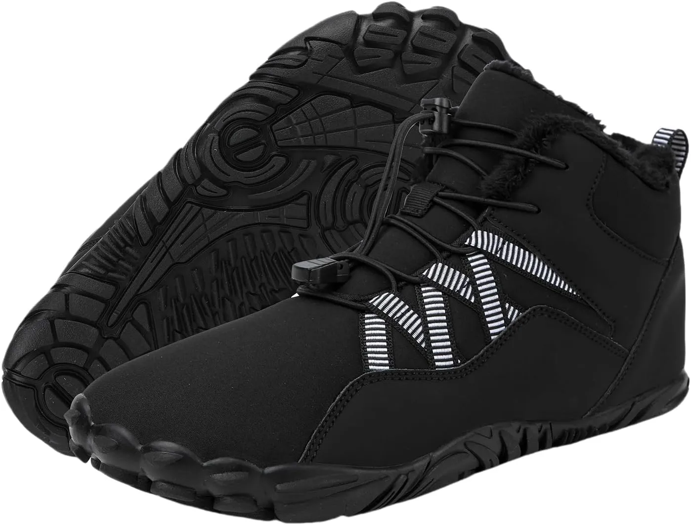 Kubbon Women's Winter Snow Boots,Soft Cozy Fur Lined Adjustable Slip-on Non Slip Booties Wide Toe Box Zero Drop Ankle Booties，Waterproof Outdoor Hiking Sneakers