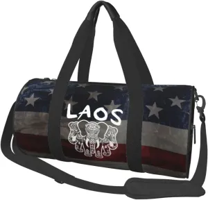 Laos Three Headed Elephant Duffel Bag Gym Bag Travel Sports Tote Large Foldable Beach Swim Yoga0