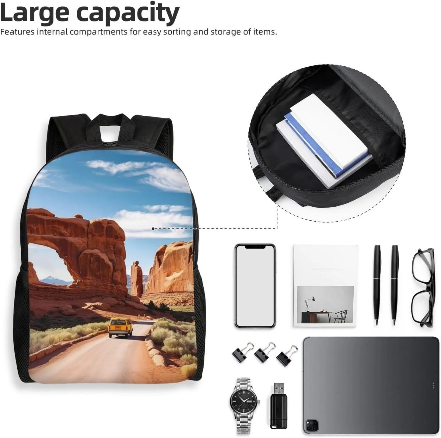 Laptop Backpack for Men Women Carry On Backpack Arches national park entrance Backpack Lightweight Travel Bag Casual Daypack