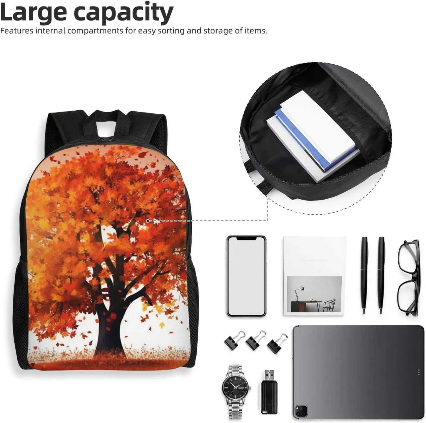 Laptop Backpack for Men Women Carry On Backpack Autumn Tree Backpack Lightweight Travel Bag Casual Daypack