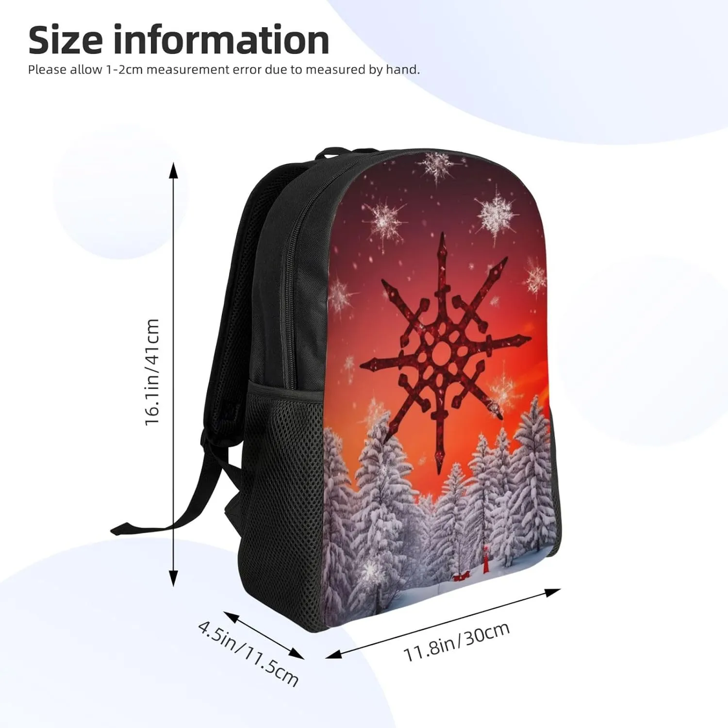 Laptop Backpack for Men Women Carry On Backpack Red Sky Snow flake Backpack Lightweight Travel Bag Casual Daypack