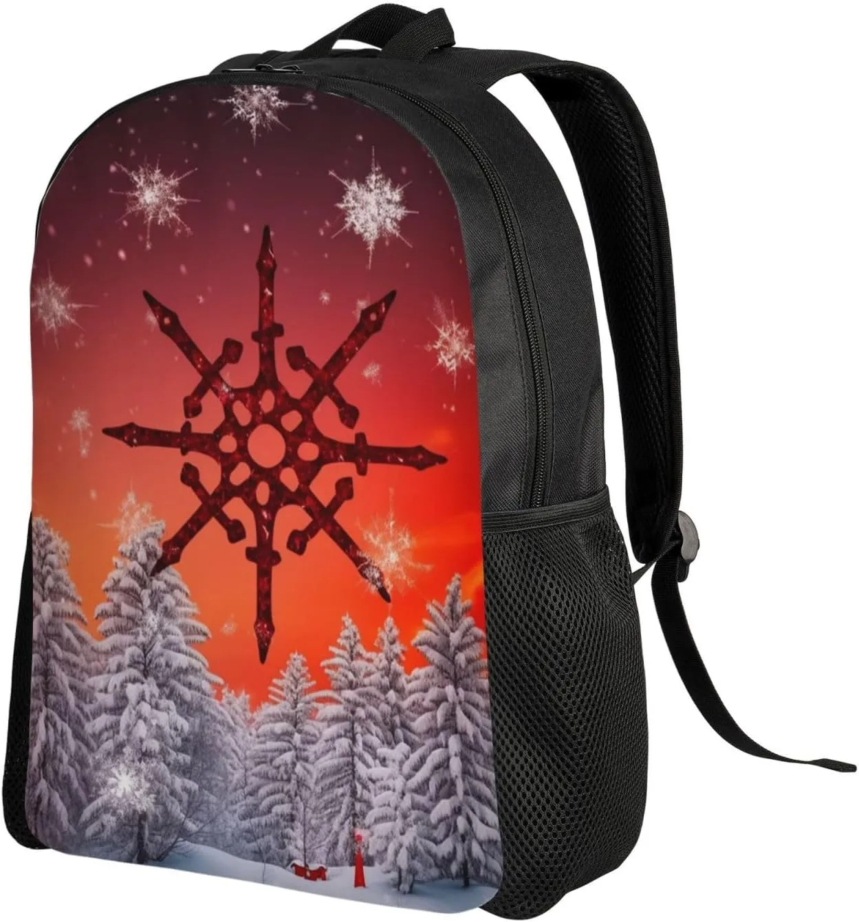 Laptop Backpack for Men Women Carry On Backpack Red Sky Snow flake Backpack Lightweight Travel Bag Casual Daypack