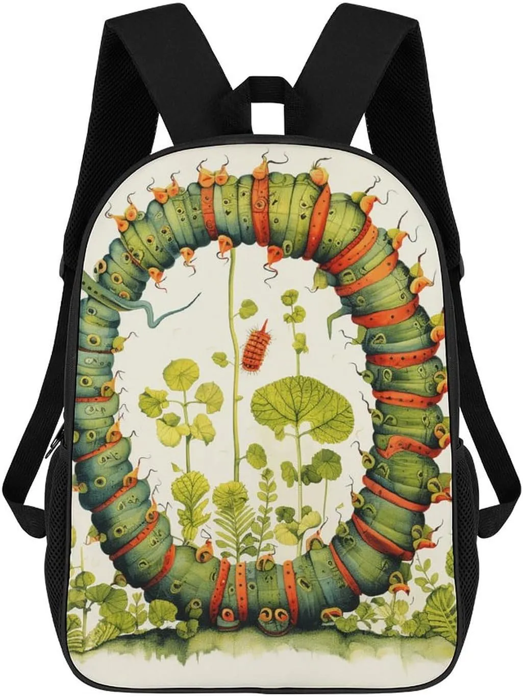 Laptop Backpack for Men Women Lightweight Travel Bag Cartoon Style Caterpillar Casual Daypack 17 Inch Adjustable Shoulder Bag for Work