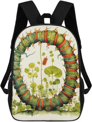 Laptop Backpack for Men Women Lightweight Travel Bag Cartoon Style Caterpillar Casual Daypack 17 Inch Adjustable Shoulder Bag for Work