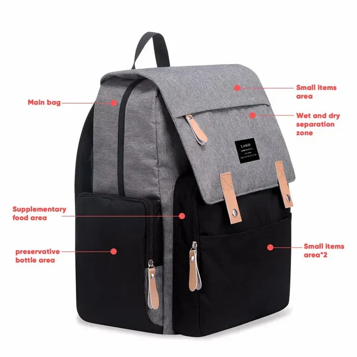 Large Capacity Diaper Backpack with Changing Mat