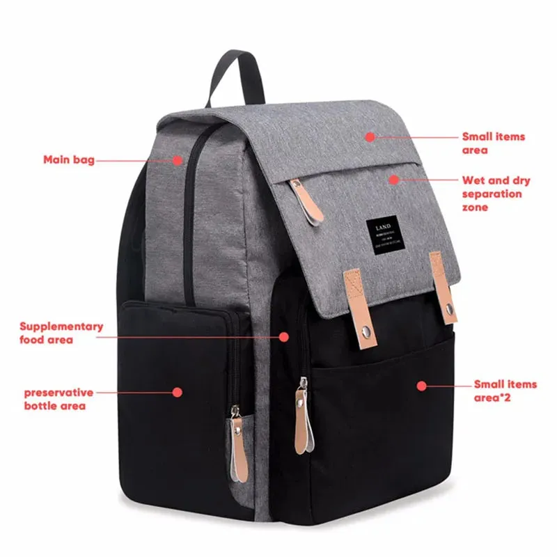 Large Capacity Diaper Backpack with Changing Mat