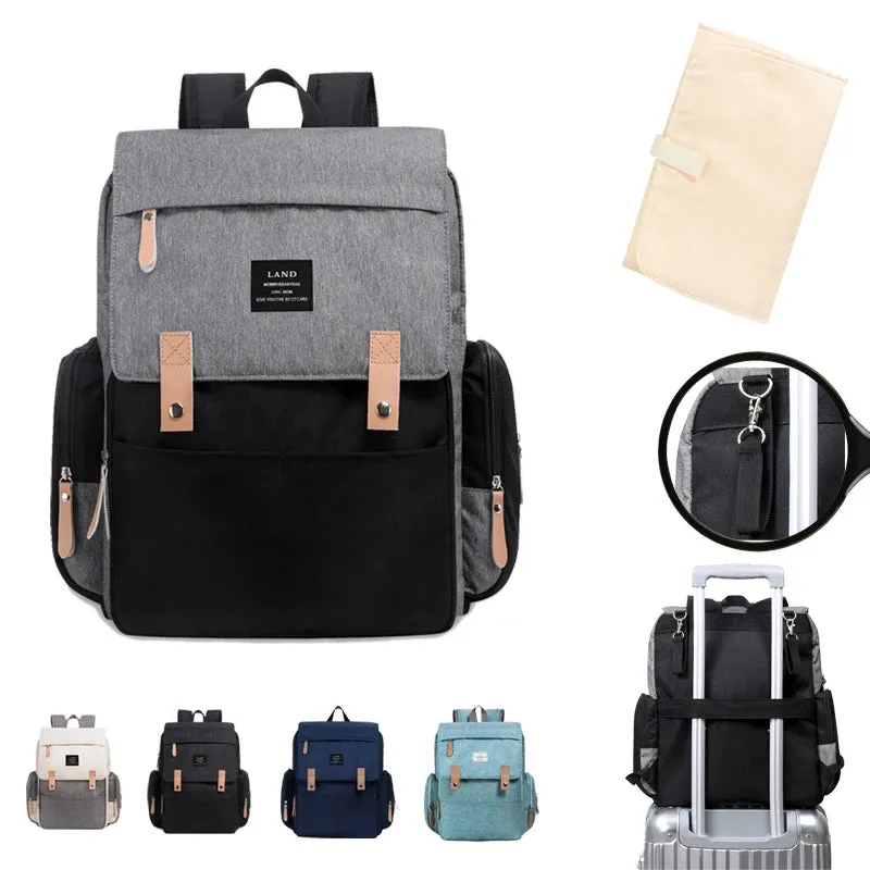 Large Capacity Diaper Backpack with Changing Mat