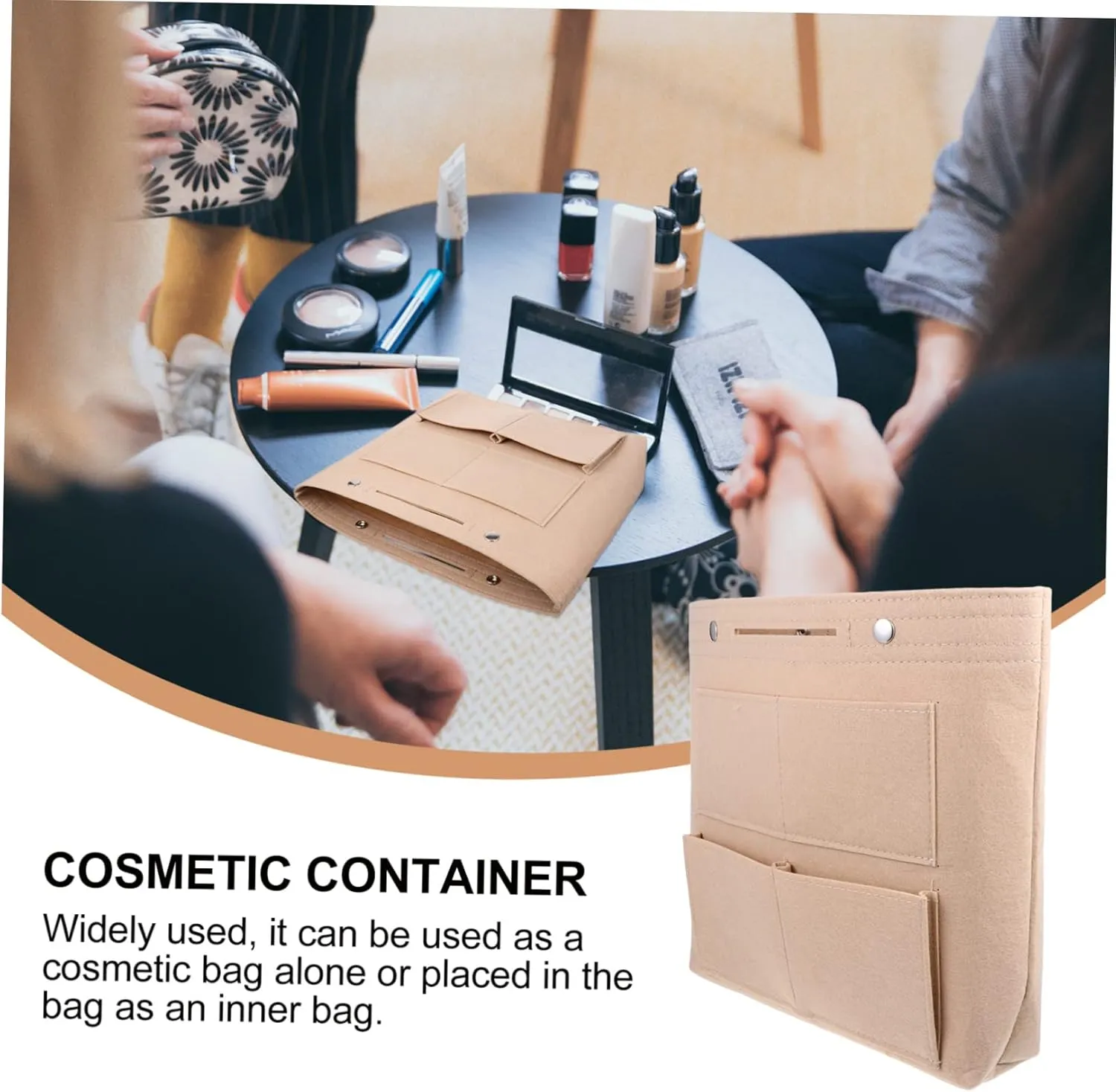 Large Capacity Felt Storage Pouch Liner Versatile Makeup Pouch for Cosmetics and Toiletries Ideal Organizer for Handbags