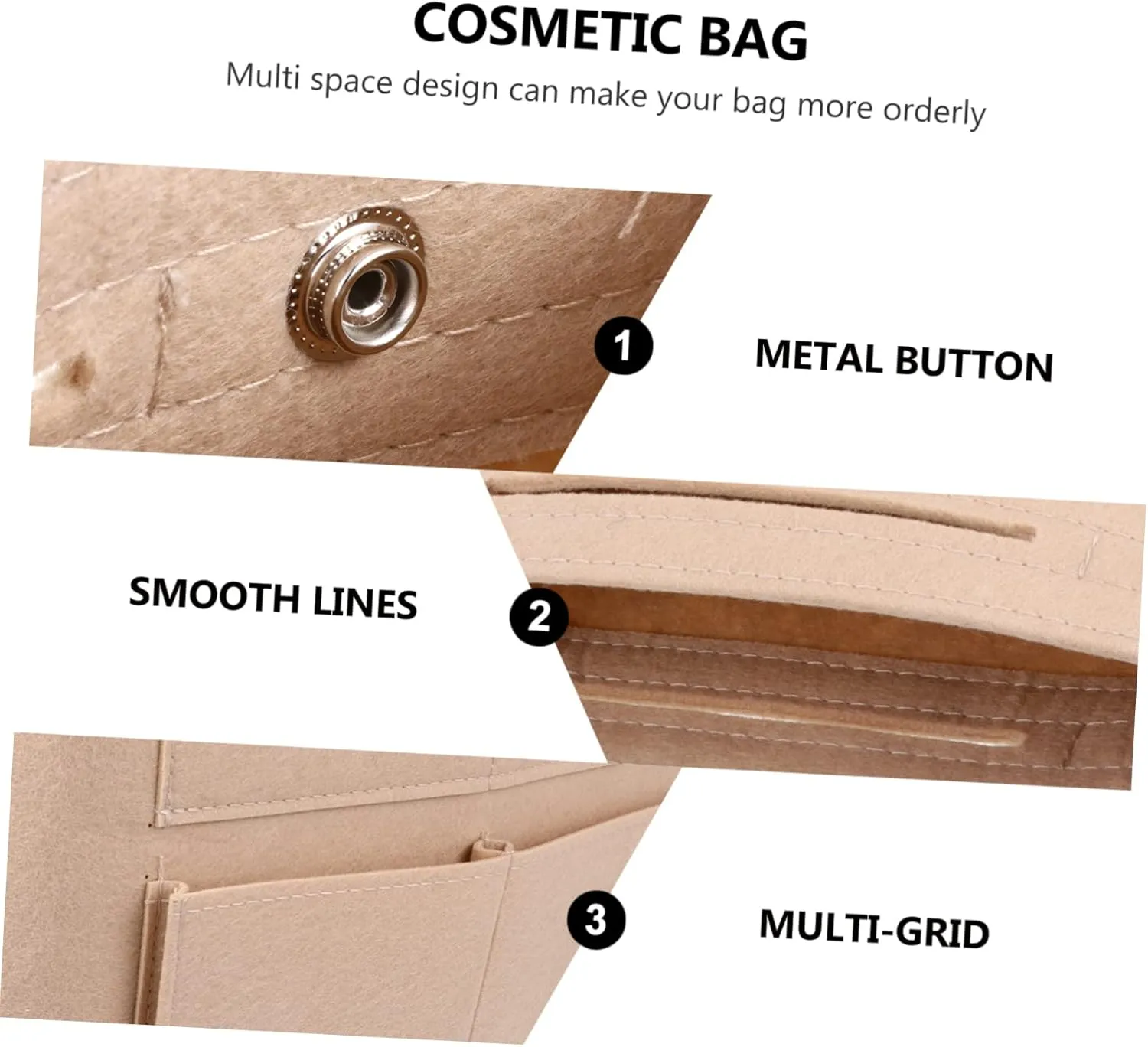 Large Capacity Felt Storage Pouch Liner Versatile Makeup Pouch for Cosmetics and Toiletries Ideal Organizer for Handbags