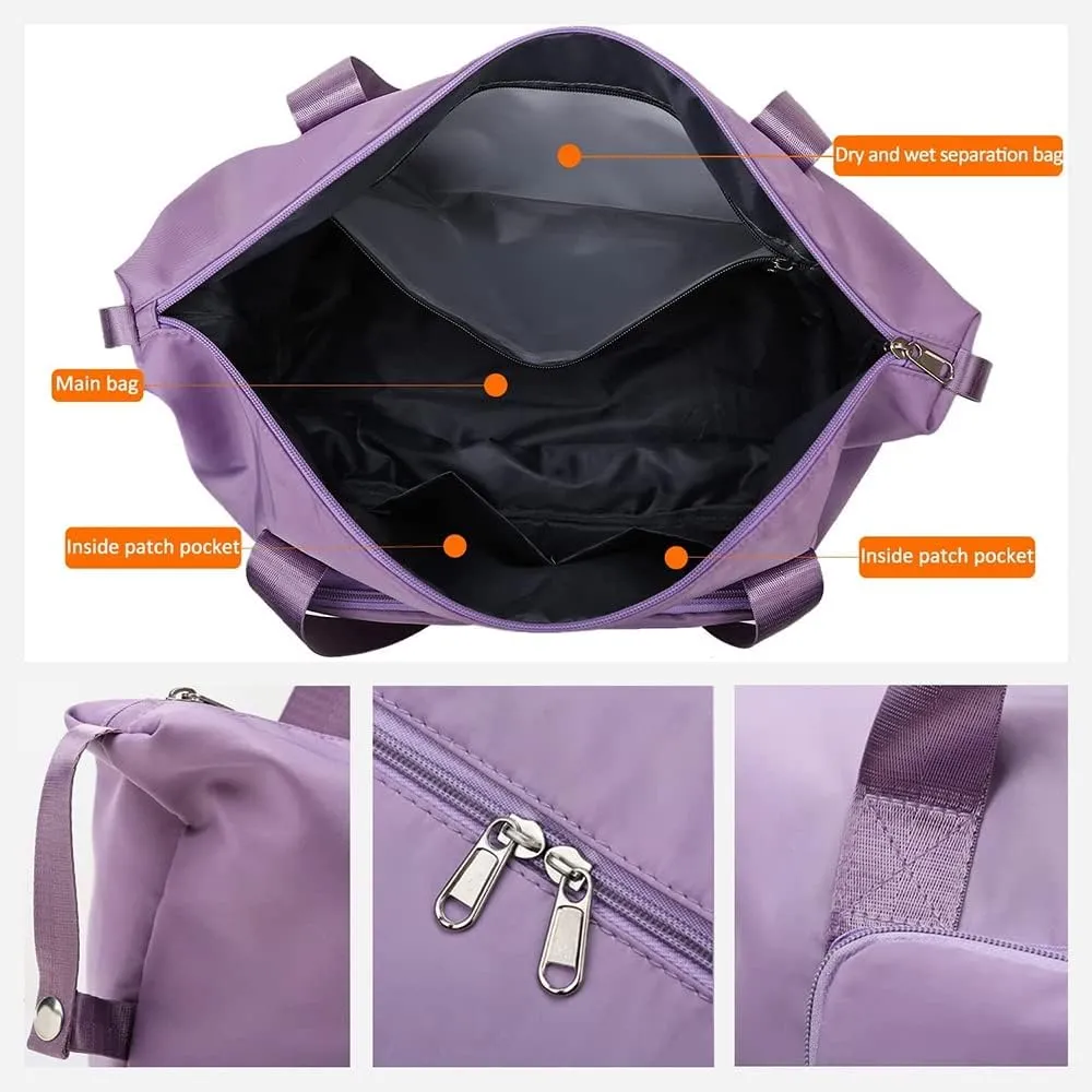Large Capacity Folding Travel Bag, Foldable Travel Duffel Bag, Dry and Wet Separation Sports Portable Shoulder Bag, Lightweight Waterproof Carry Luggage Bag for Travel, Sports and Gym (Green)