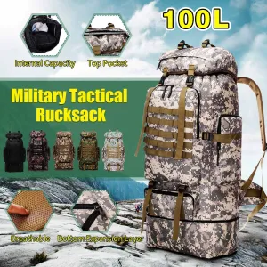 Large Capacity Waterproof Backpack for Outdoor Camping and Hiking (100L)