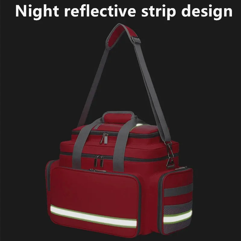 Large Capacity Waterproof First Aid Medical Bag - Outdoor Emergency Rescue Reflective Oxford Multi-Pocket Travel Bag