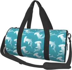 Large Duffle Bag for Travel - Blue Hammerhead Shark Gym Bag for Women Men, Foldable Travel Bags for Women Men with Zippered Multiple Pockets