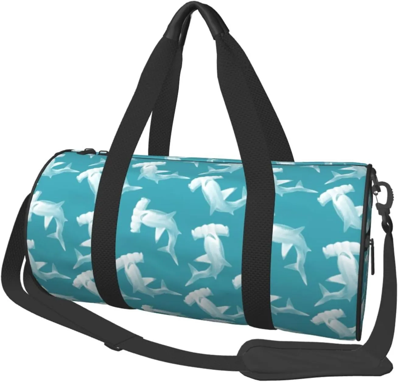 Large Duffle Bag for Travel - Blue Hammerhead Shark Gym Bag for Women Men, Foldable Travel Bags for Women Men with Zippered Multiple Pockets