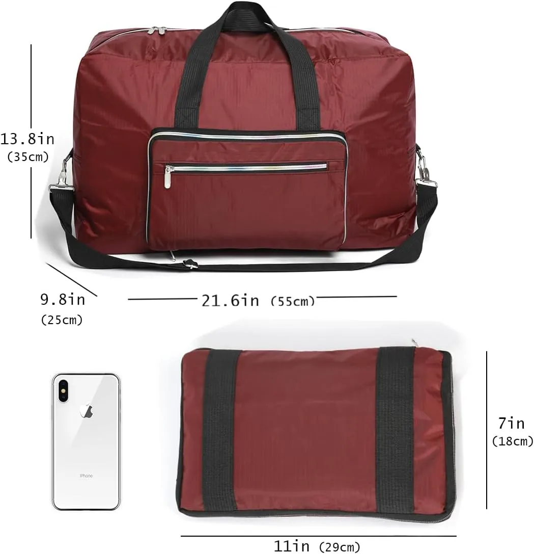 Large Foldable Travel Duffel Bag, Sports Tote Gym Bag For Women with Trolley Sleeve Weekender Overnight Carry On Checked Luggage Bag Hospital Bag Tote Shoulder Handbag Bag