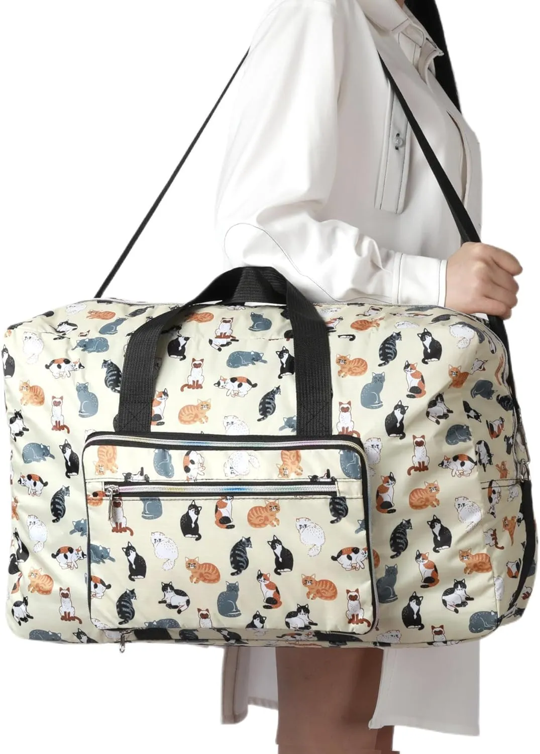 Large Foldable Travel Duffel Bag, Sports Tote Gym Bag For Women with Trolley Sleeve Weekender Overnight Carry On Checked Luggage Bag Hospital Bag Tote Shoulder Handbag Bag