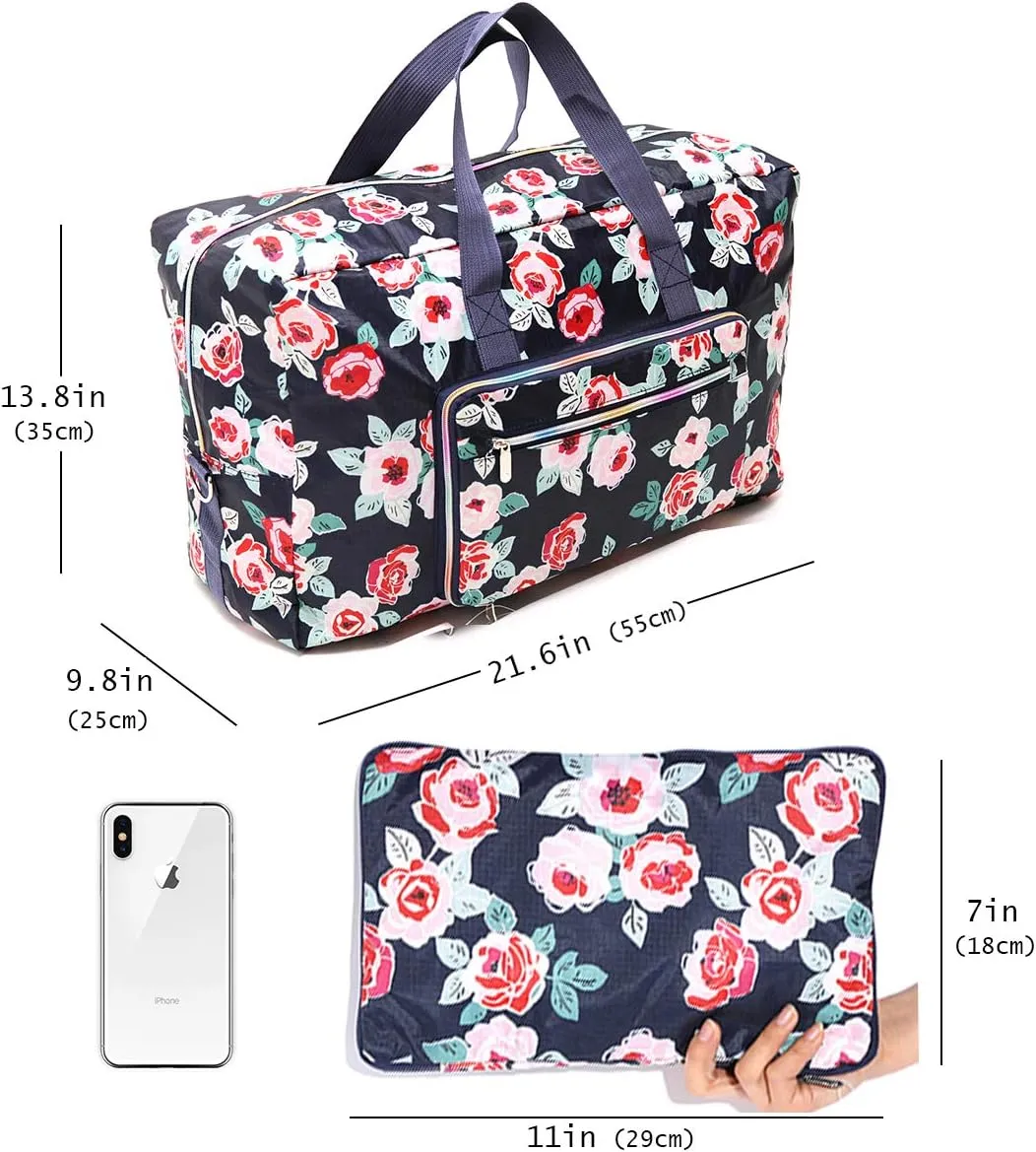Large Foldable Travel Duffel Bag, Sports Tote Gym Bag For Women with Trolley Sleeve Weekender Overnight Carry On Checked Luggage Bag Hospital Bag Tote Shoulder Handbag Bag