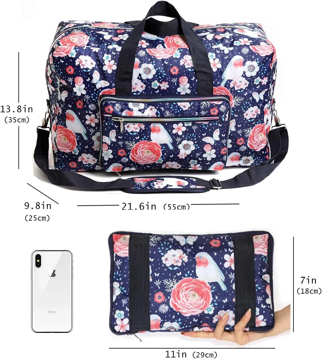 Large Foldable Travel Duffel Bag, Sports Tote Gym Bag For Women with Trolley Sleeve Weekender Overnight Carry On Checked Luggage Bag Hospital Bag Tote Shoulder Handbag Bag