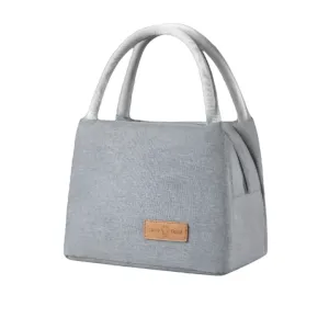 Large Grey Bento Bag - Oxford Cloth Shoulder Lunch Bag for Outdoor Picnics, Thermal Insulation, Waterproof, 600D Material