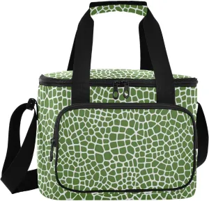 Large Lunch Bag Green Lizard Skin Texture Insulated Cooler Tote Soft Freeze Lunch Box for Adult Women Men Picnic Camping Beach Hiking 24-Can (18L)