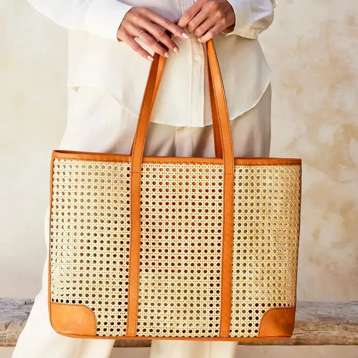 Large Rattan Cane Weave Tote