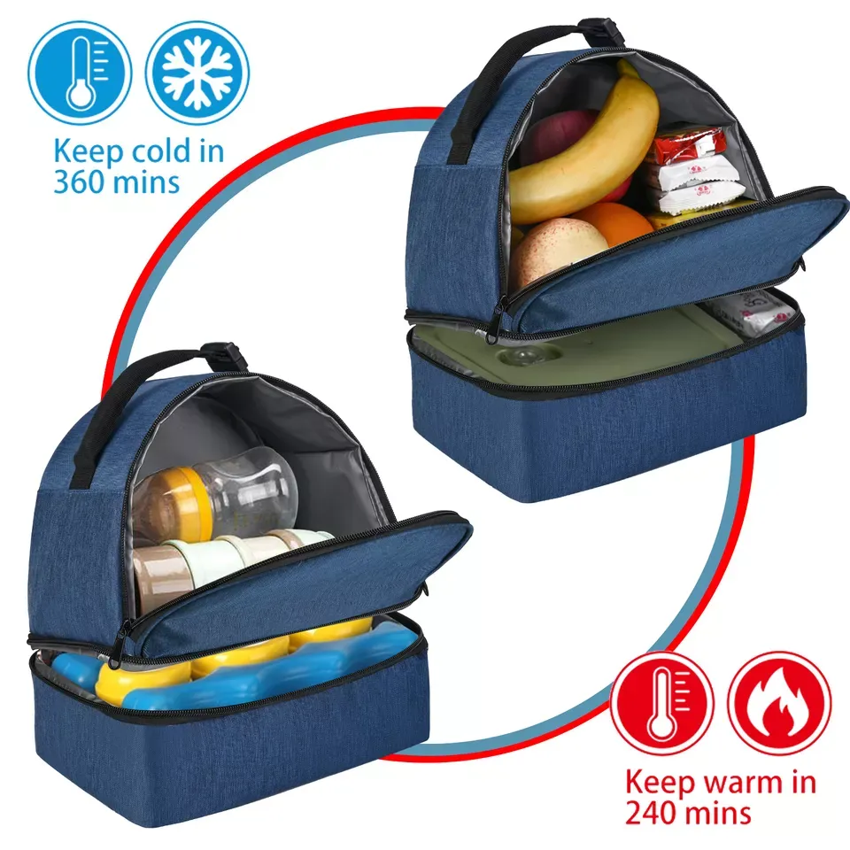 Large Red Bento Bag for Outdoor Picnics and Lunches - Insulated Oxford Cloth Thermal Bag, Waterproof, 600D Material