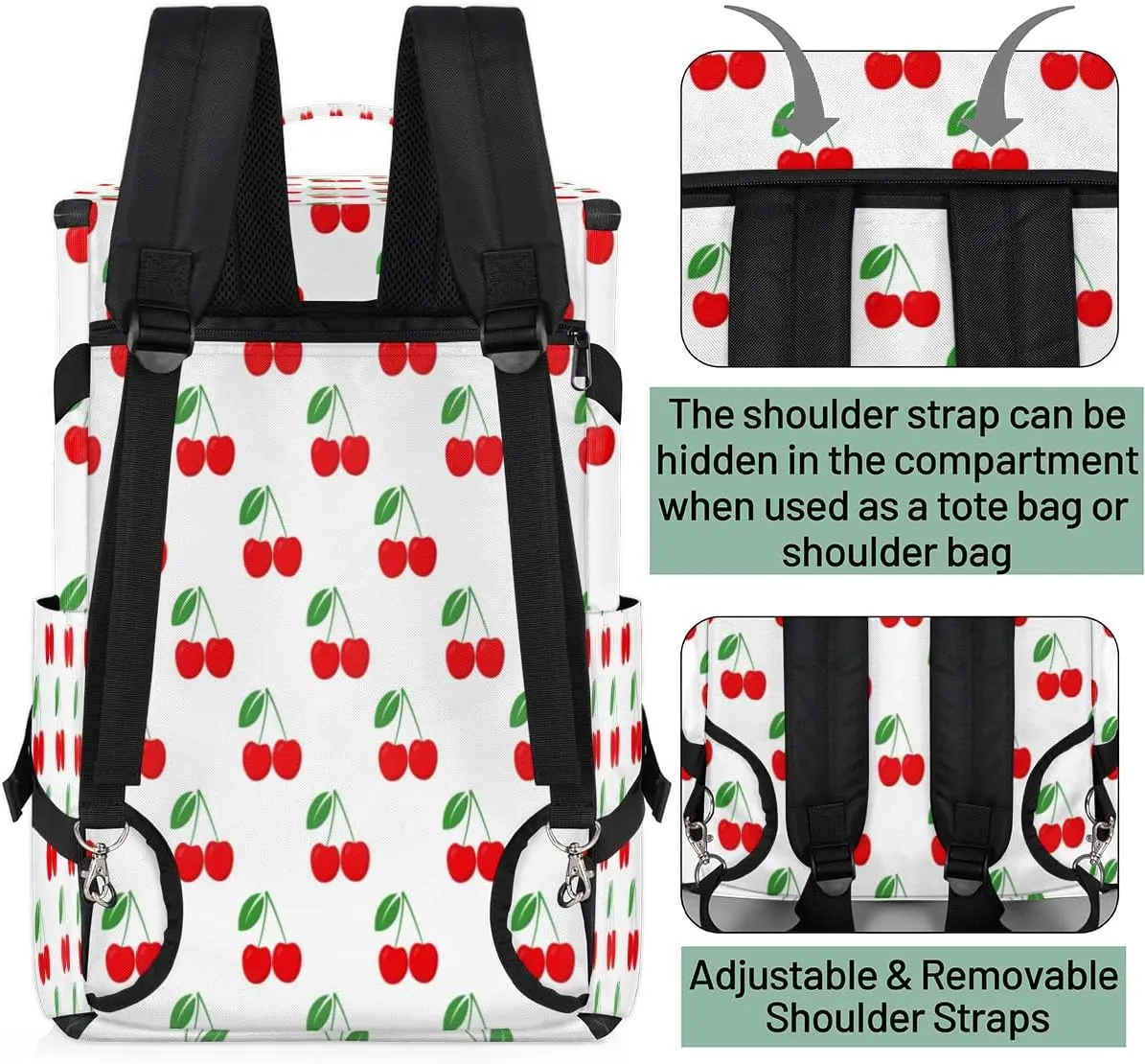 Large Sports Gym Bag With Shoe & Laptop Compartment 47L Waterproof Travel Duffel Bags for Men Women Cherry Fruits Luggage Backpack Duffle Bag