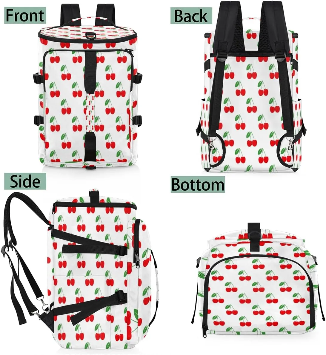 Large Sports Gym Bag With Shoe & Laptop Compartment 47L Waterproof Travel Duffel Bags for Men Women Cherry Fruits Luggage Backpack Duffle Bag