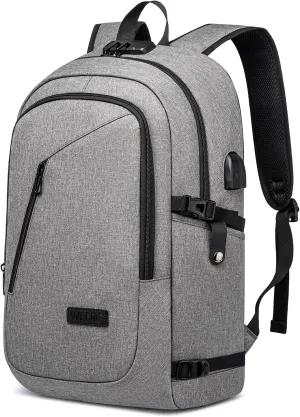 Large Travel Laptop Backpack Water Resistant Anti-Theft 17inch Laptop Bag with USB Charging Port and Lock,Big Business Backpack for Men and Women, Durable Big Capacity Heavy Duty Computer Bag,Grey