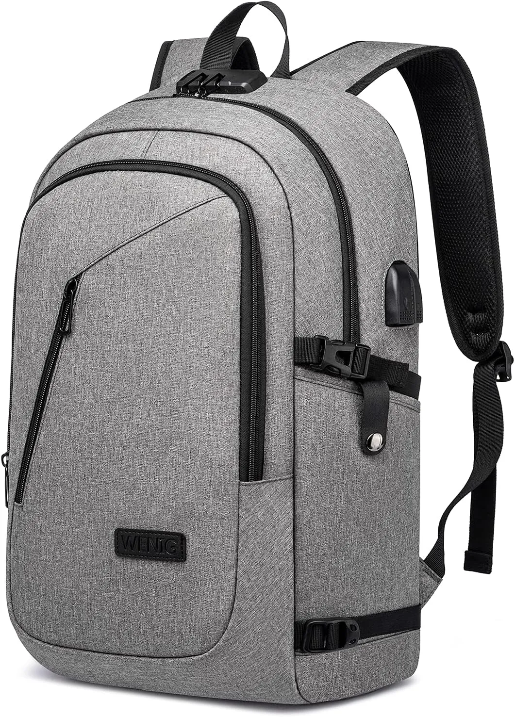 Large Travel Laptop Backpack Water Resistant Anti-Theft 17inch Laptop Bag with USB Charging Port and Lock,Big Business Backpack for Men and Women, Durable Big Capacity Heavy Duty Computer Bag,Grey