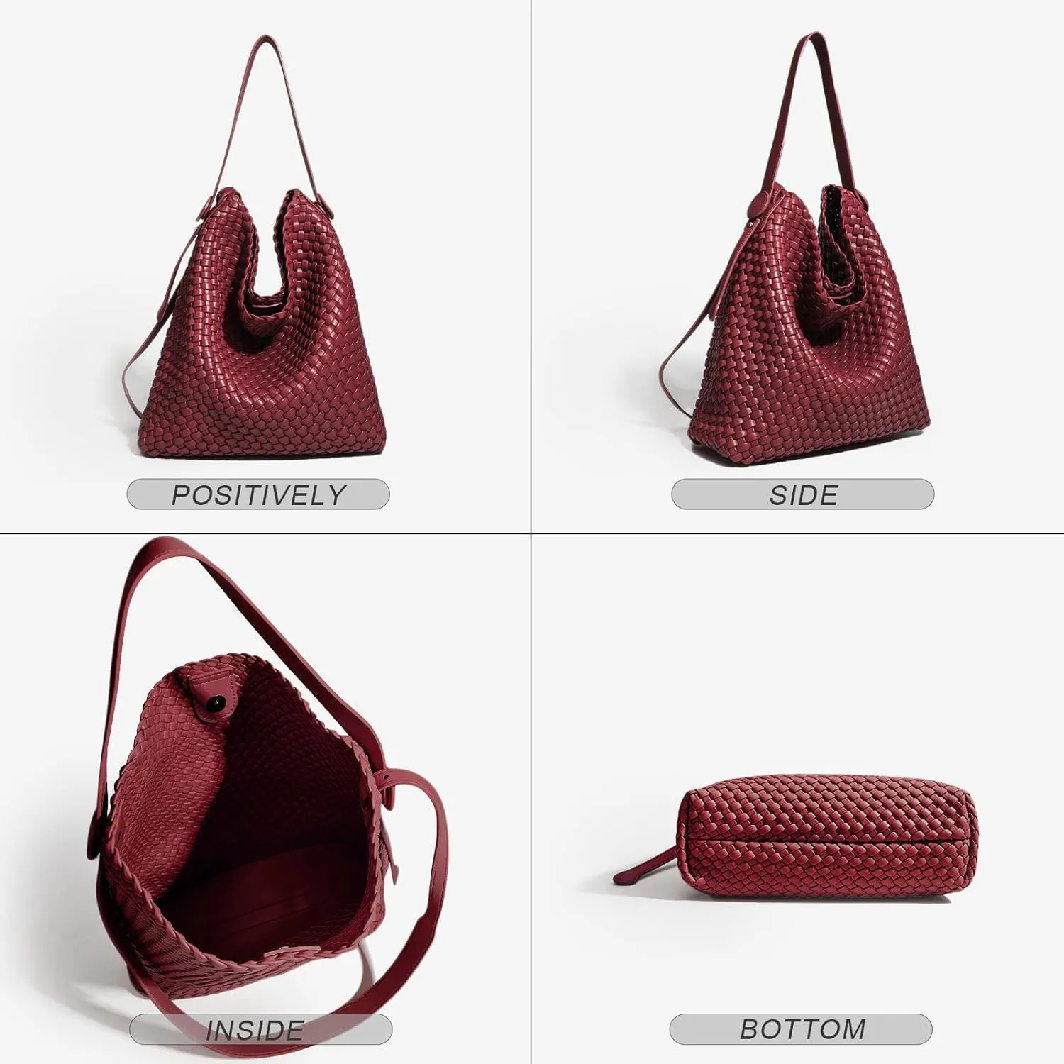 Large Woven Tote Bag Vegan Leather Shoulder Bag for Women Fashion Travel Shopper Bag Top Handle Handbag and Purse