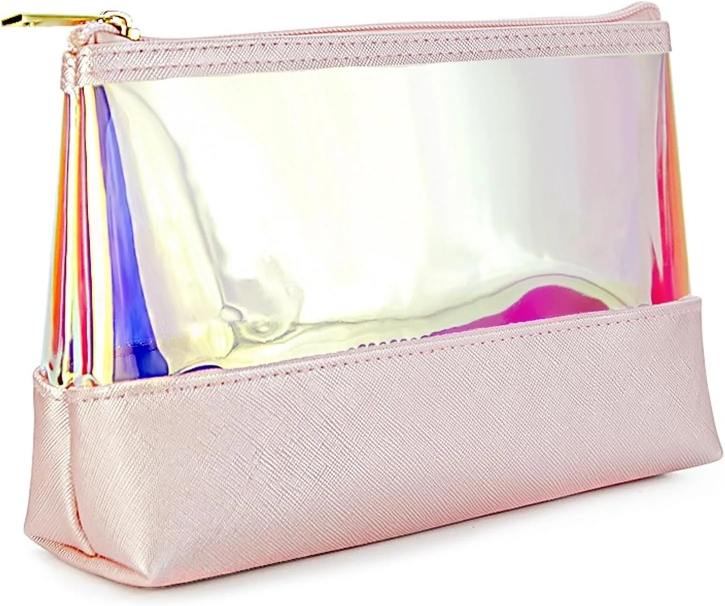 Laser Cosmetic Bag Clear Makeup Bag Portable Zippered Toiletry Bag Waterproof Makeup Bag Organizer for Travel and Daily Use (square bag)