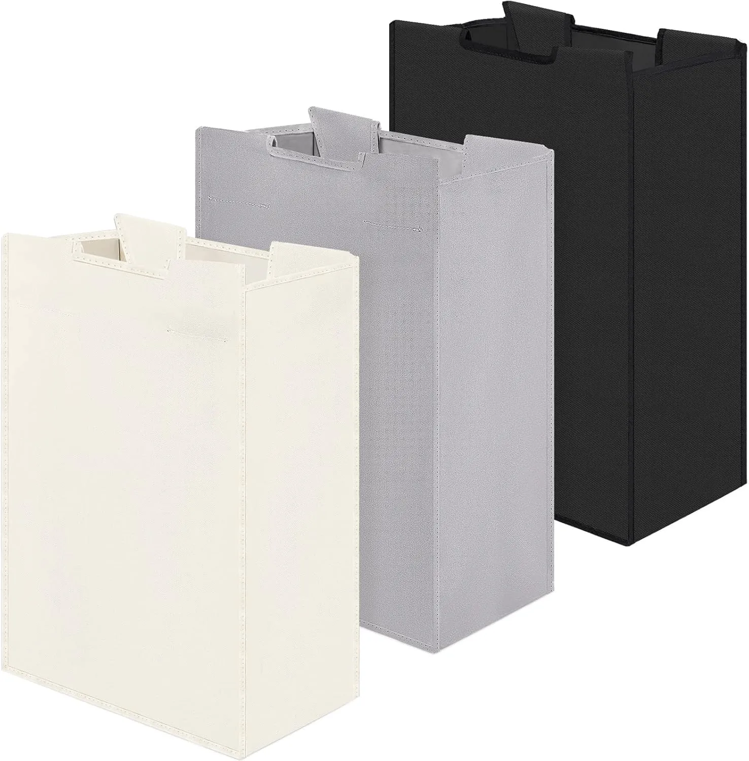 Laundry Sorter Replacement Bags Hamper Cart Removable Replacement Laundry Storage Organizer Bag Hamper Liner, No Hooks 14.76 x 8.66 x 21.65 Inch(Beige, Gray, Black,3 Pcs)