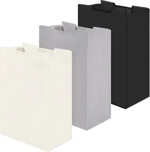 Laundry Sorter Replacement Bags Hamper Cart Removable Replacement Laundry Storage Organizer Bag Hamper Liner, No Hooks 14.76 x 8.66 x 21.65 Inch(Beige, Gray, Black,3 Pcs)