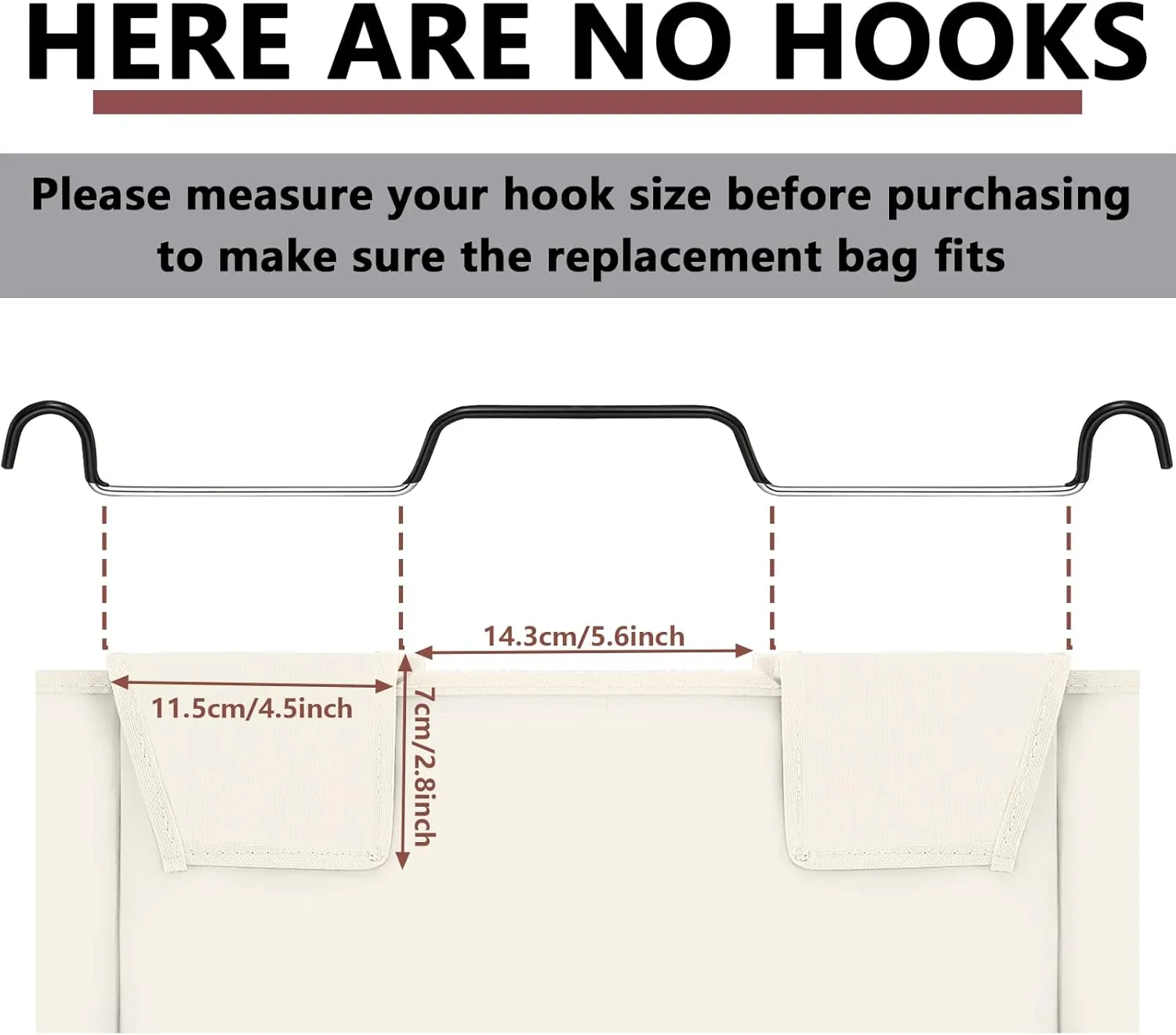 Laundry Sorter Replacement Bags Hamper Cart Removable Replacement Laundry Storage Organizer Bag Hamper Liner, No Hooks 14.76 x 8.66 x 21.65 Inch(Beige, Gray, Black,3 Pcs)