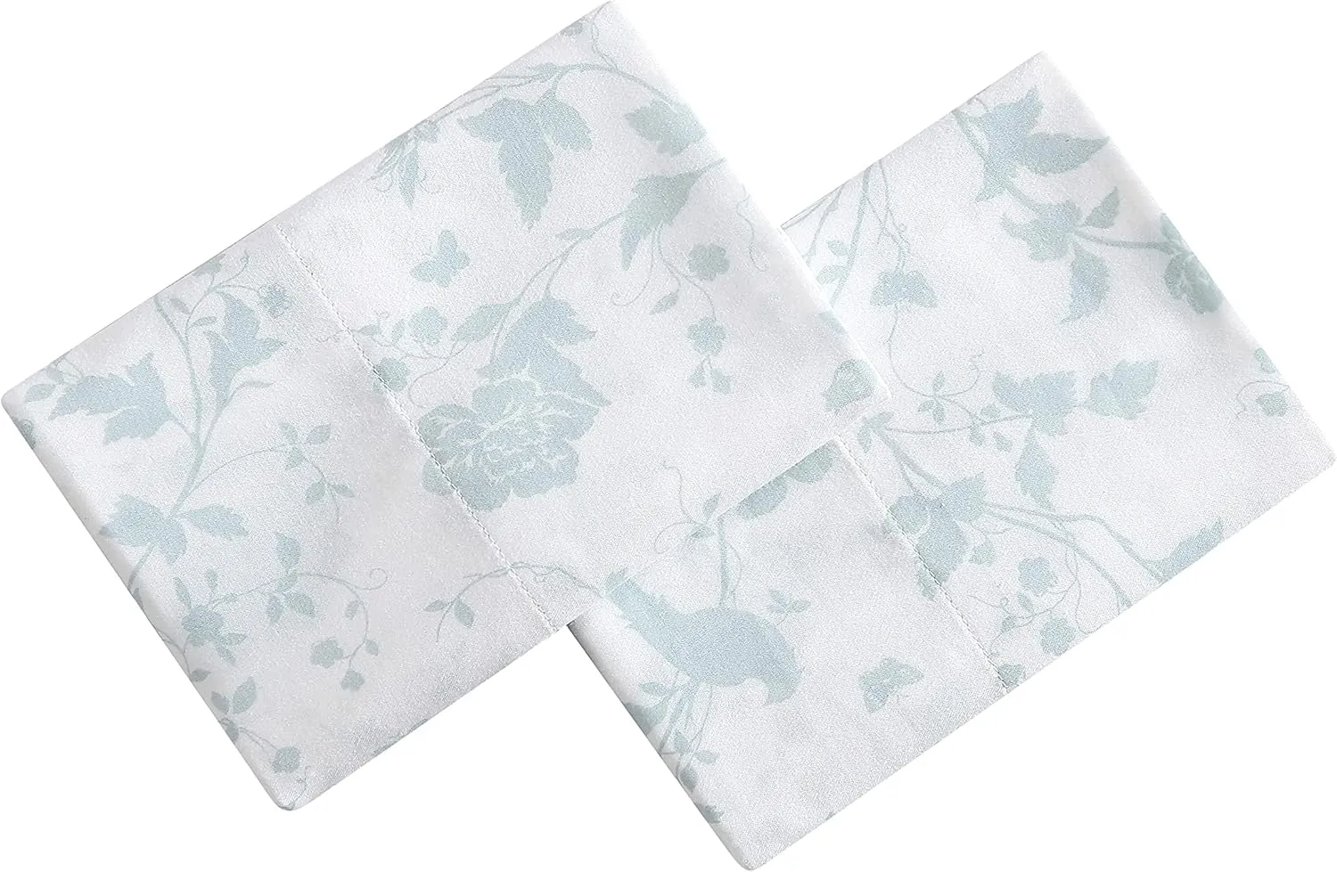 Laura Ashley Home - Standard Pillowcase Set, Cotton Sateen Bedding, Smooth & Wrinkle-Resistant (Garden Palace Aqua, 2 Piece)