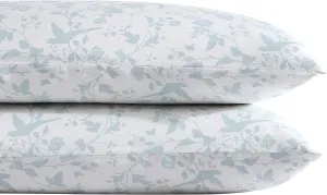 Laura Ashley Home - Standard Pillowcase Set, Cotton Sateen Bedding, Smooth & Wrinkle-Resistant (Garden Palace Aqua, 2 Piece)