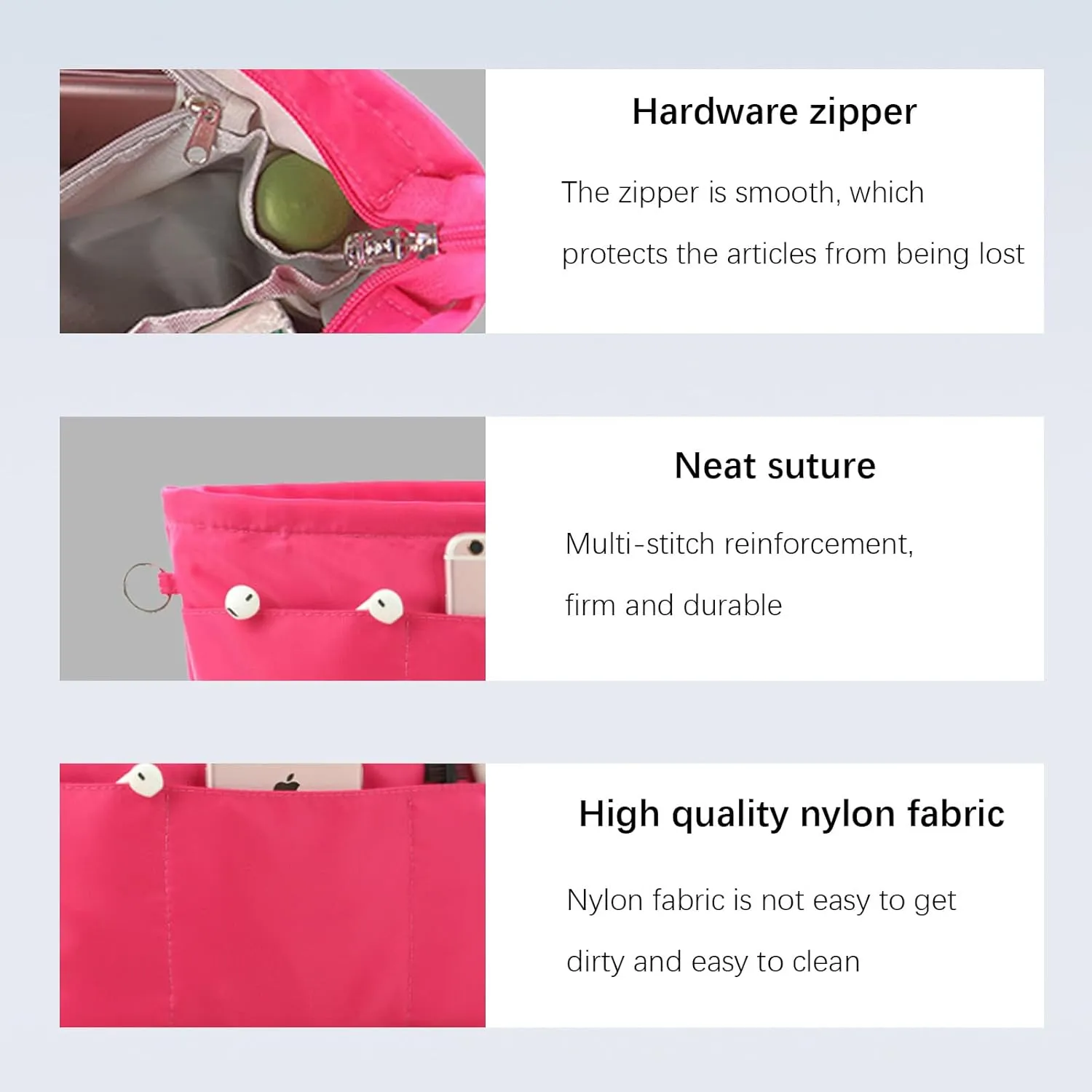 Lckaey purse organizer insert for neverfull gm mm graceful pm insert on the go purse organizer 3055red-L
