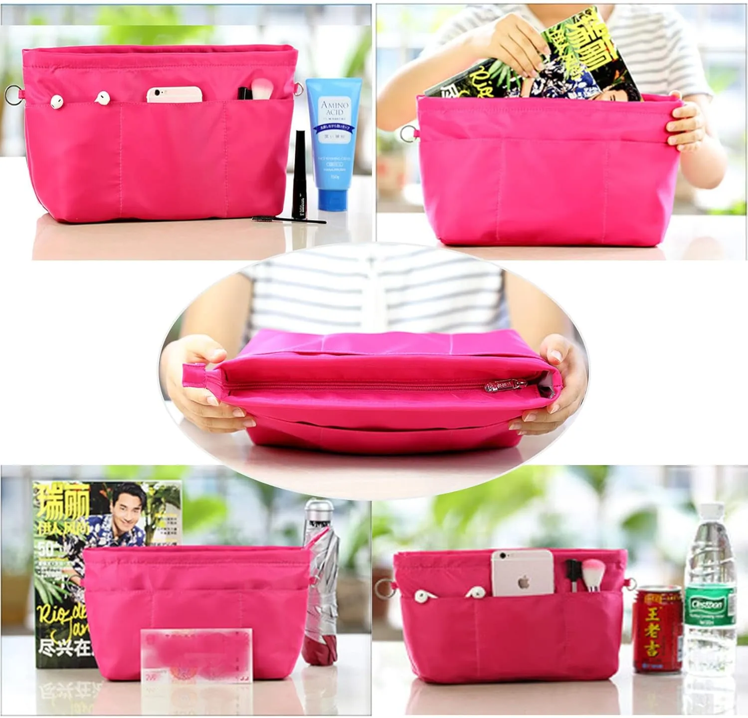 Lckaey purse organizer insert for neverfull gm mm graceful pm insert on the go purse organizer 3055red-L