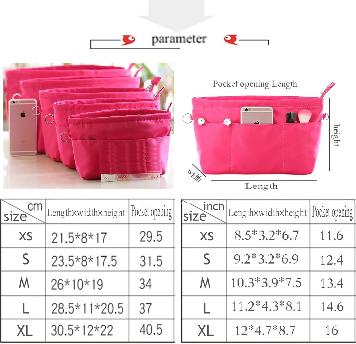 Lckaey purse organizer insert for neverfull gm mm graceful pm insert on the go purse organizer 3055red-L