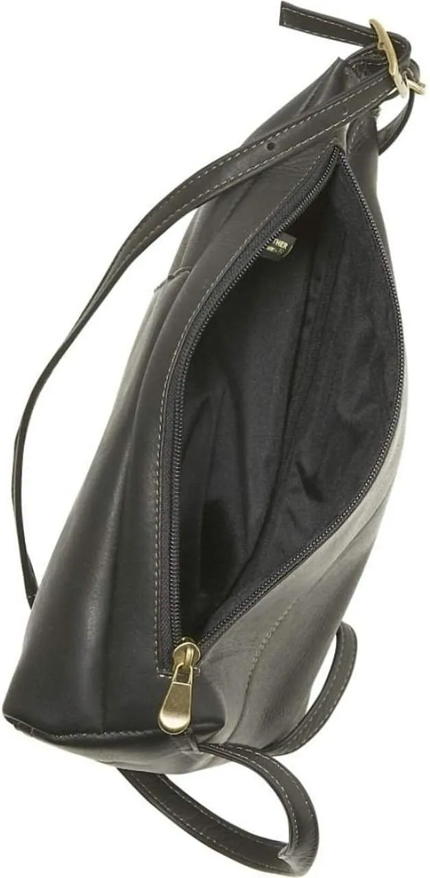 Le Donne Leather Women’s Slim Sling Backpack – Premium Full-Grain Colombian Vaquetta Leather Backpack, 12" x 4" x 9" (Black)