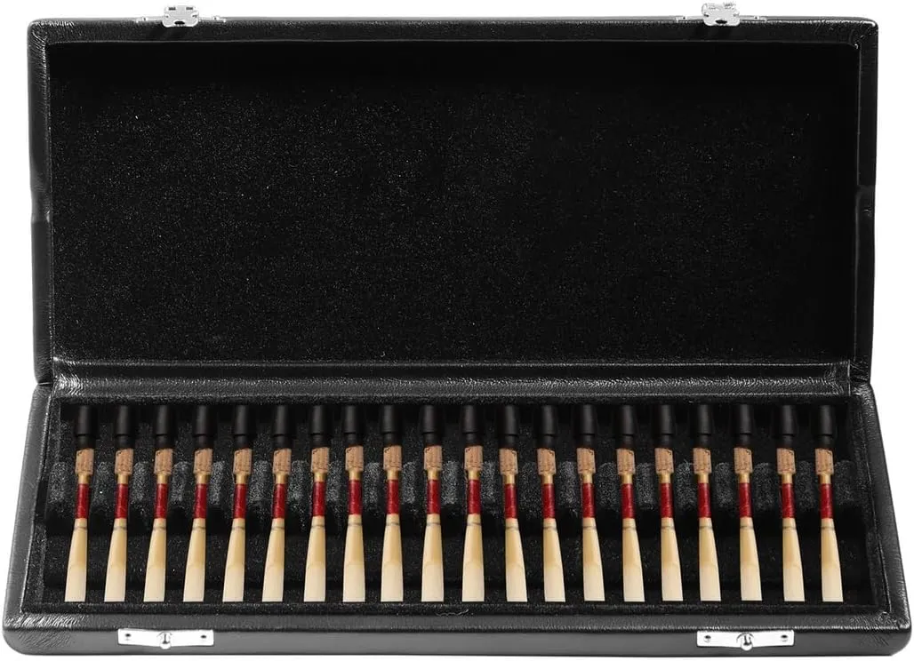 Leather Clarinet And Saxophone Storage Case With 20 Slots, Hard Protection Box For S