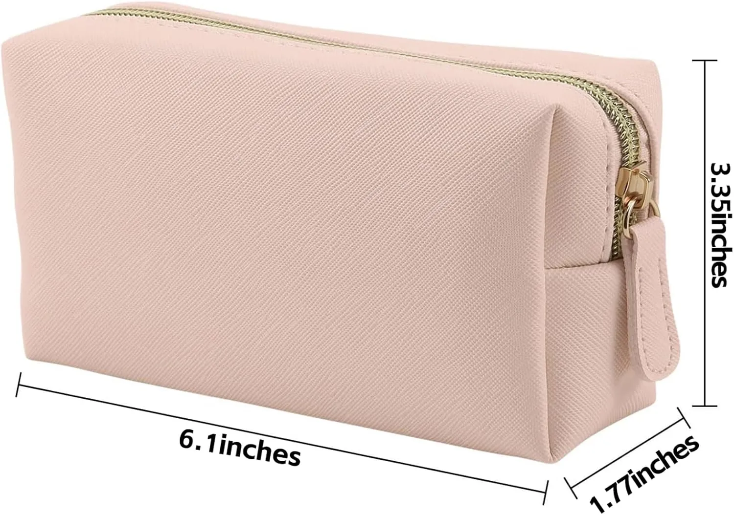 Leather Makeup Bag for Purse Travel, Portable Small Cosmetic Organizer for Women and Girls, Make up Bag with Zipper