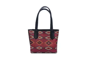 Leather Woven Tribal Print Mini Tote