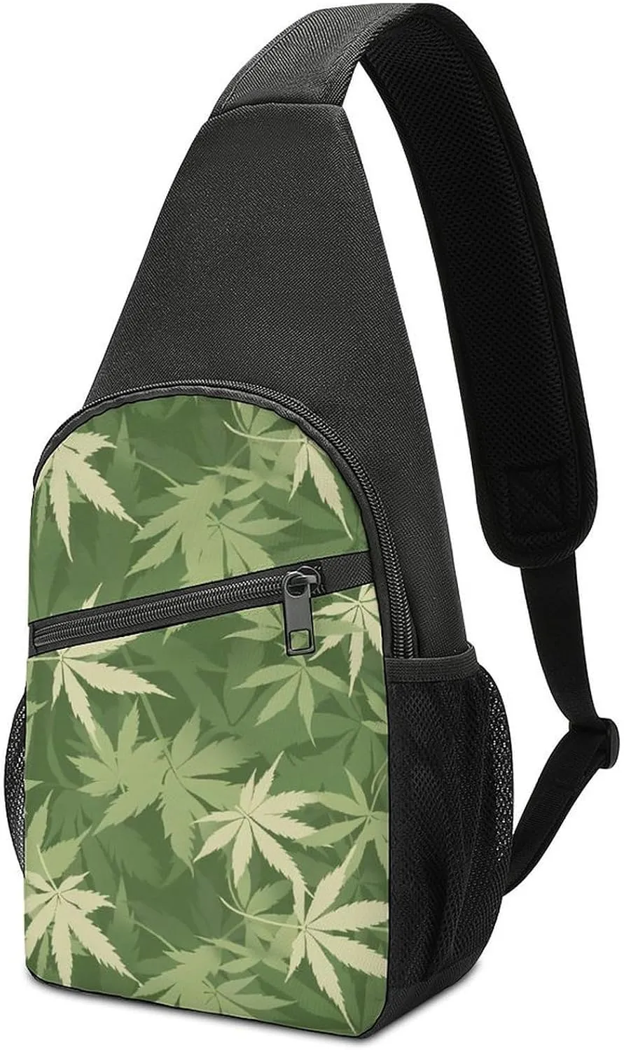 Leaves Weed Crossbody Bags for Women Men Sling Bag Casual Chest Bag Daypack for Travel Sport Hiking
