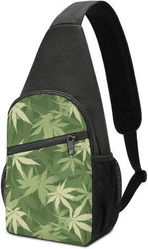 Leaves Weed Crossbody Bags for Women Men Sling Bag Casual Chest Bag Daypack for Travel Sport Hiking