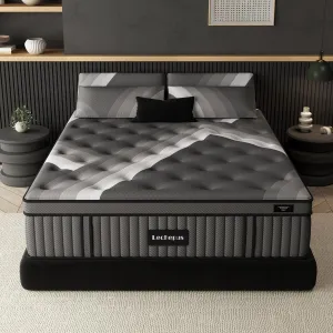 Lechepus 14Inch King Hybrid Mattress in Box, Plush Memory Foam Queen Size Mattress Sleep Presssure Relief, 5-Zone Individual Pocket Spring Mattresses, CertiPUR-US Certified None of Fiberglass
